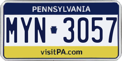 PA license plate MYN3057