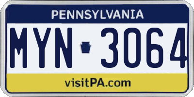 PA license plate MYN3064