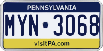 PA license plate MYN3068