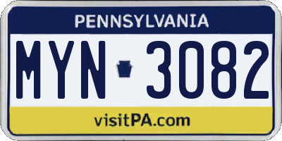 PA license plate MYN3082