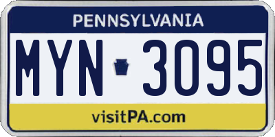 PA license plate MYN3095