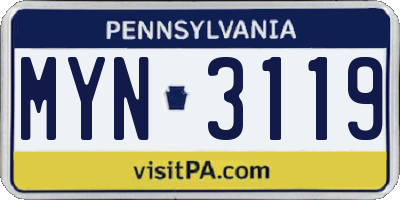 PA license plate MYN3119