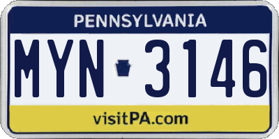 PA license plate MYN3146