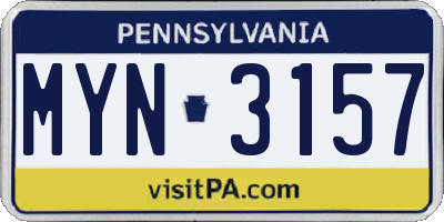 PA license plate MYN3157