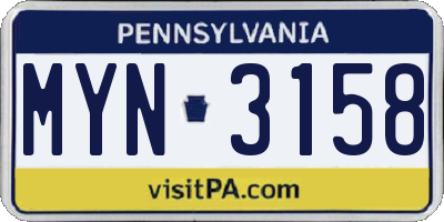 PA license plate MYN3158