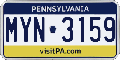 PA license plate MYN3159