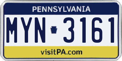 PA license plate MYN3161