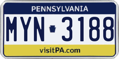 PA license plate MYN3188