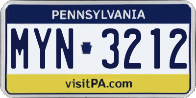 PA license plate MYN3212