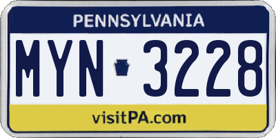 PA license plate MYN3228