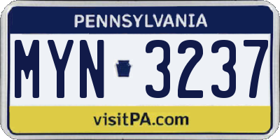 PA license plate MYN3237