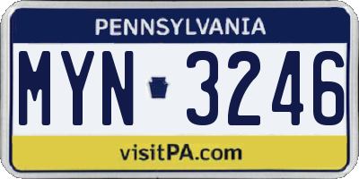 PA license plate MYN3246