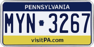 PA license plate MYN3267