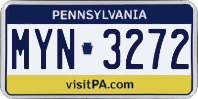 PA license plate MYN3272