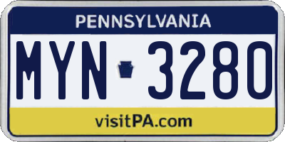 PA license plate MYN3280