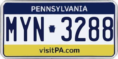 PA license plate MYN3288