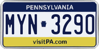 PA license plate MYN3290