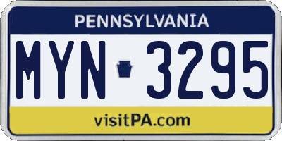 PA license plate MYN3295