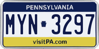 PA license plate MYN3297
