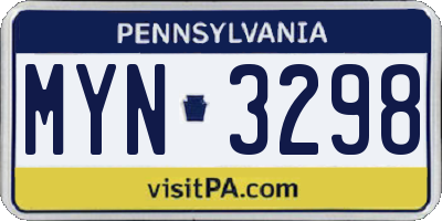 PA license plate MYN3298