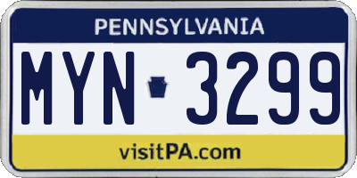 PA license plate MYN3299