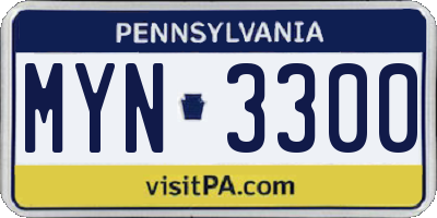 PA license plate MYN3300