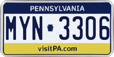 PA license plate MYN3306