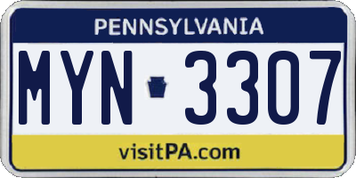 PA license plate MYN3307