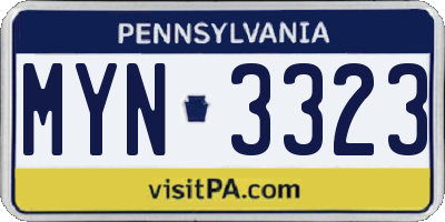 PA license plate MYN3323