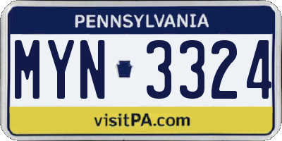 PA license plate MYN3324