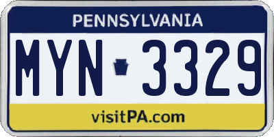 PA license plate MYN3329