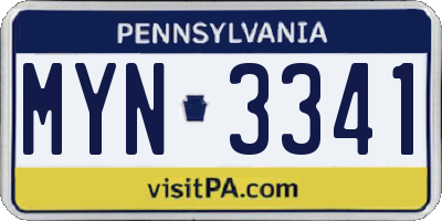 PA license plate MYN3341