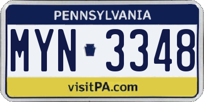 PA license plate MYN3348