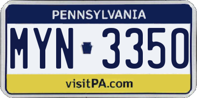 PA license plate MYN3350