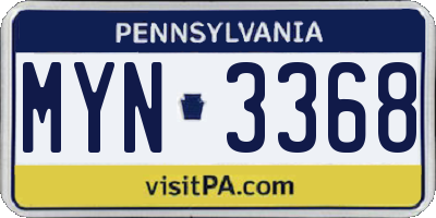 PA license plate MYN3368