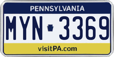 PA license plate MYN3369