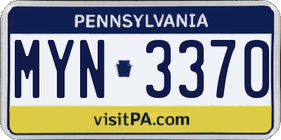 PA license plate MYN3370