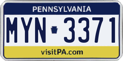 PA license plate MYN3371