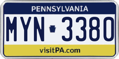 PA license plate MYN3380