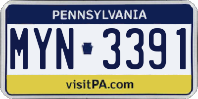 PA license plate MYN3391