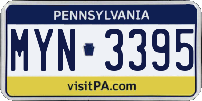 PA license plate MYN3395