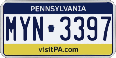 PA license plate MYN3397