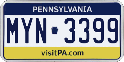PA license plate MYN3399