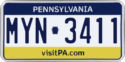 PA license plate MYN3411