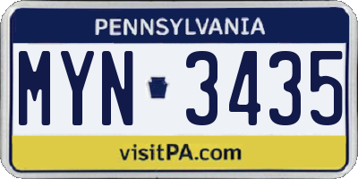 PA license plate MYN3435