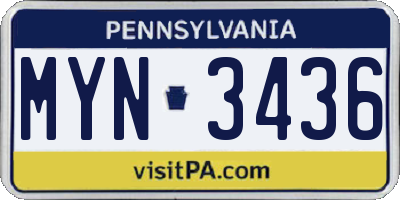 PA license plate MYN3436