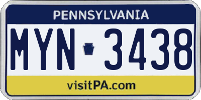 PA license plate MYN3438