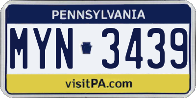 PA license plate MYN3439