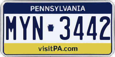PA license plate MYN3442