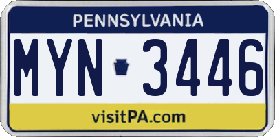 PA license plate MYN3446